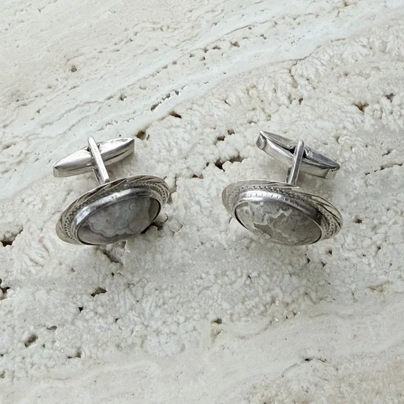 Elegant Silver and Gray Stone Earrings